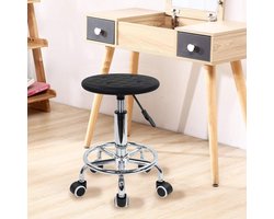 Draaibaar kruk Rolstoel van PU-schuim Antistatische kruk met voetensteun Hoogte verstelbaar Draaibaar zwart