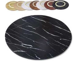 Draaibaar Serveerplateau - Draaiplateau Tafel - Eten Delen - Gladde Draaibeweging - 100 cm Diameter - Zwart Marmer