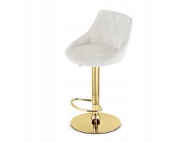Draaibare barkruk, beige, met gouden poot en verstelbare hoogte