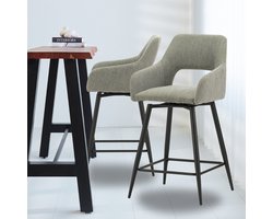 Draaibare Barkruk Groen Stof Skye - Zithoogte 67 cm - Met Armleuningen