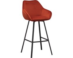 Draaibare Barkruk Roestkleurig Velvet Elise - Met Armleuning - Zithoogte 79 cm