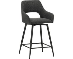 Draaibare Barkruk Zwart Stof Skye - Zithoogte 67 cm - Met Armleuningen