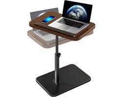 Draaibare bijzettafel - C-vorm tafel nachtkastje - Ontspannen op de bank - 360 graden draaibaar - 45-80 cm hoogte - Bruin