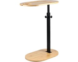 Draaibare Bijzettafel - Verstelbare Tafel - Ontspannen op de bank - 360 graden draaibaar - 40x22x42 cm - Houtkleur