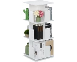 draaibare boekenkast - 3 etages - 95 x 39 x 39 cm - wit