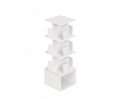 Draaibare Boekenkast 40 x 40 x 124,6 cm Wit, 360° Roterende Opbergkast met 4 Lagen en Open Vakken, Smalle Ruimtebesparende Kast, Vrijstaand Rek voor Slaapkamer, Woonkamer en Kantoor