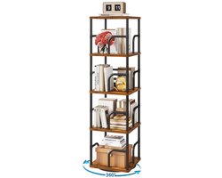 Draaibare Boekenkast - Houten Vierkant - 360° Draaiend Ontwerp - Hoge Opbergruimte - Voor Slaapkamer en Woonkamer