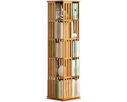 Draaibare Boekenkast met 5 of 6 Etages - Hoog & Smal Bamboe Opbergsysteem