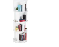 draaibare boekenkast - met vakken - 138 x 50 cm- hout - voor boeken en cd's - wit