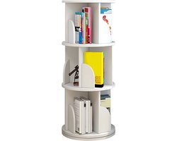 Draaibare Boekenkast - Opbergrek Hout - Boeken Opbergen - Stabiel en Veilig - 40 x 40 x 97 cm - Wit
