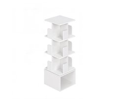 Draaibare boekenkast vierlaagse opbergkast 40×40×124,6 cm wit 360° draaibaar ontwerp meerlaagse open opbergruimte stabiele structuur ruimtebesparend eenvoudig te monteren en schoon te maken geschikt voor slaapkamer woonkamer en studeerkamer