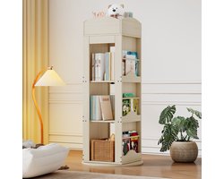 Draaibare boekenplank - vrijstaande boekenplank - 360 graden draaibaar - opbergplank voor kinderen en volwassenen - 4 lagen - 142x63x63cm