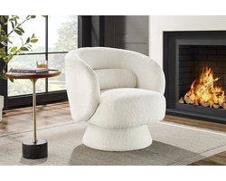 Draaibare designfauteuil BOSSA NOVA 80cm bouclé wit