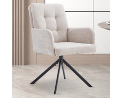 Draaibare Eetkamerstoel Granada Beige – 180° Autoreturn – Met Armleuningen – Per Stuk