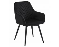 Draaibare Eetkamerstoel NANA360 Zwart Fluweel – 360° – Zwarte Metalen poten