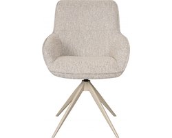 Draaibare Eetkamerstoel Ribe - Textiel / Metaal - Greige - 56x85x65 cm (BxHxD) - Chenille Stof - ARS