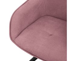 Draaibare eetkamerstoel set van 4 oudroze textiel geweven stoffen keukenstoel met rugleuning en armleuningen ML design