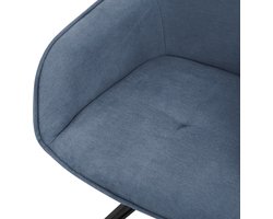 Draaibare eetkamerstoel set van 6 blauw textiel geweven stoffen keukenstoel met rugleuning en armleuningen ML design