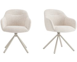 Draaibare Eetkamerstoelen met armleuning - Hush - Beige / Beige - Set van 2