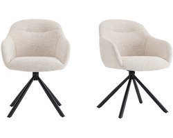 Draaibare Eetkamerstoelen met armleuning - Hush - Beige / Zwart - Set van 2