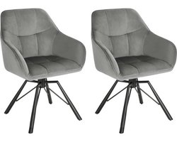 Draaibare eetkamerstoelen - Set van 2 - Comfortabele gestoffeerde keukenstoelen - Met armleuningen