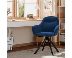 Draaibare Eetkamerstoelen Set van 4 – Ganeey Luxe Fluwelen Stoelen met Armleuningen – Donkerblauw – Ergonomische Stoelen met Metalen Poten – Comfortabele Gestoffeerde Keukenstoelen voor Eetkamer en Woonkamer