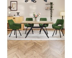 Draaibare Eetkamerstoelen Set van 6 – 45x42x81 cm – Fluweel Groen Corduroy Ergonomische Armleuning Stoelen met 360° Rotatie, Metalen Poten, Traagschuim Zitting – Luxe Moderne Keuken & Woonkamer Stoel – Abkantoor