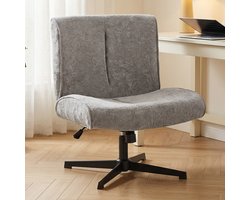 Draaibare fauteuil - fluwelen loungestoel met hoogteverstelling voor woonkamer of kantoor - grijs