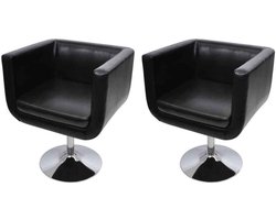 Draaibare Fauteuil - Lounge Stoel Club Chair - Comfortabel Zitten - In Hoogte Verstelbaar - 68-80 cm Hoog - Zwart