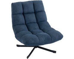 Draaibare fauteuil - moderne loungestoel zonder armleuningen met stalen poten - donkerblauw