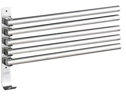 Draaibare handdoekhouder van roestvrij staal 304 - handdoekenrek - Aan de muur te bevestigen badhanddoekenhouder - Opvouwbare handdoekhouder met 5 stangen - handdoekenrek badkamer - Multifunctionele haakhouder - Duurzaam en roestvrij ontwerp