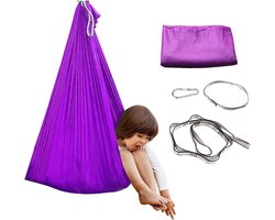 Draaibare Hangmat - Hangstoel Pod - Ontspanning Binnen Buiten - Zachte Sensorische Ondersteuning - 100 x 280 cm - Paars