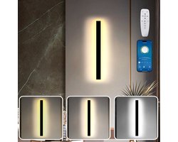 Draaibare LED Wandlamp Lang 60cm Zwart Dimbaar 24W Up Down Warm Wit tot Koel Wit