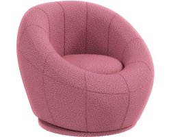 Draaibare Lounge Stoel - Plush Armstoel voor Woonkamer en Slaapkamer, Totale Belastbaarheid 120kg, Roze
