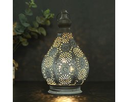 Draaibare Marokkaanse Tafellamp op Batterijen Vintage Metaal voor Binnen en Buiten