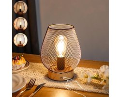 Draaibare Metalen Kooi Tafellamp LED Batterij en Snoer - Sfeerverlichting Binnen en Buiten