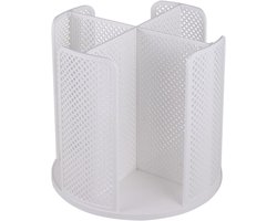 Draaibare opbergdoos voor kopjes en deksels met 4 vakken, opbergrek voor papieren bekers en koffiebekerdispenser. Geschikt voor kantoorbalies, badkamers, keukens, slaapkamers en koffiebars (wit).