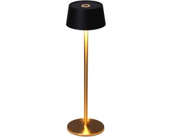 Draaibare Oplaadbare LED Tafellamp Zwart Goud - Draadloos Dimbaar Sfeerlicht