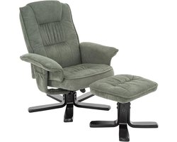 Draaibare Relaxstoel met Kruk - Comfortabele Woonkamerstoel Groen met Ligfunctie