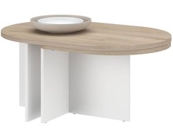 Draaibare salontafel - BETTY - Ovaal - Eikenhout / Wit - 90/130,4 x 60 x 42,2 cm