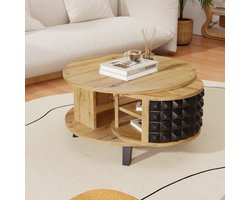 Draaibare Salontafel / Bijzettafel met Verborgen Opbergruimte – Modern Design 85,2x80x45,2 cm