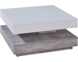 Draaibare Salontafel - Koffietafel Woonkamer - Woonkamer Inrichten - Onderhoudsvriendelijk Oppervlak - 70 x 35 x 70 cm - Wit Beton