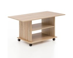 Draaibare Salontafel - Sonoma - Wielen - Design met Opbergruimte - 95x51x54,5cm