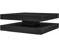 Draaibare Salontafel - Zijtafel Koffietafel - Woonkamer Inrichten - 360 Graden Draaibaar - 90x90x34.5 cm - Zwart Eikenkleur