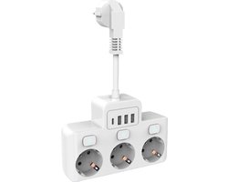 Draaibare stekkerdoos - wandmontage stekkerdoos met onafhankelijke schakelaar en 3 USB-stopcontacten