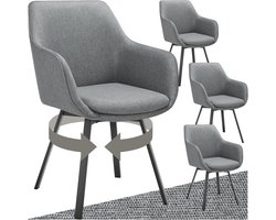Draaibare Stoelen - Eetkamerstoelen Armleuningen - Gezellig Tafelen - Ergonomisch Ontwerp - Set van 4 - Antraciet