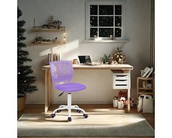 Draaibare Taakstoel voor Meisjes - Verstelbare Zithoogte en Hoogwaardige Mesh Stof in Paars