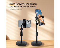 Draaibare telefoonhouder voor livestreaming en filmen, 360° draaibare standaard, flexibele armstandaard, standaard voor contentcreatie, video-opnamestandaard, telefoon- en tablethouder, duurzame standaard van ABS-materiaal, livestreamingapparatuur