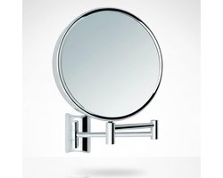 Draaibare wandspiegel voor badkamer met dubbele vergroting en flexibele arm