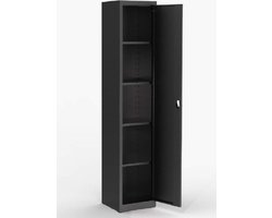 Draaideurkast Archiefkast Kantoorkast staal 180x41x38 cm Zwart RAL 9005 Metalen kast - Opbergkasten 1 deuren staal Classeurs met slot